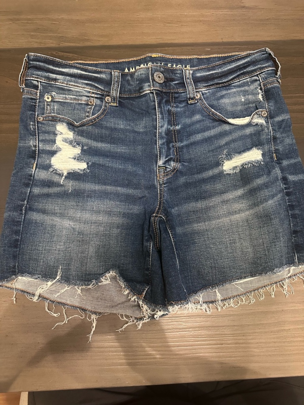 American Eagle Outfitters Ripped Dark Blue Denim Shorts